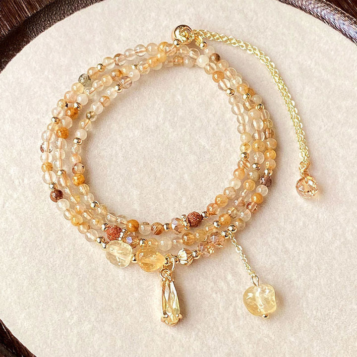 Buddha Stones Natural Citrine Beads Pleasure Multi Layer Bracelet - Citrine(Wrist Circumference: 15-21cm)) - image 0
