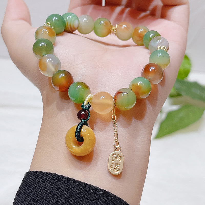 Buddha Stones Peacock Agate Topaz Peace Buckle Nafu Balance Bracelet - image 9