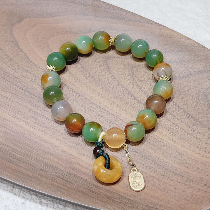 Buddha Stones Peacock Agate Topaz Peace Buckle Nafu Balance Bracelet - image 2