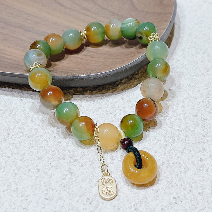 Buddha Stones Peacock Agate Topaz Peace Buckle Nafu Balance Bracelet - image 3