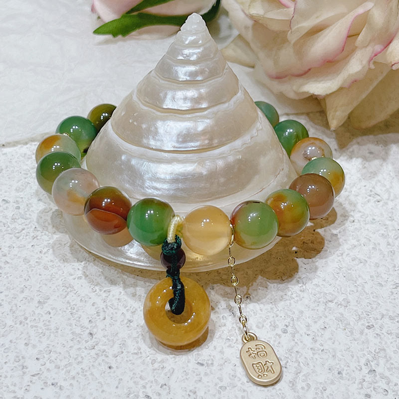 Buddha Stones Peacock Agate Topaz Peace Buckle Nafu Balance Bracelet - image 1