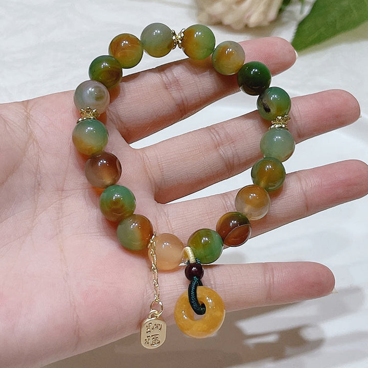 Buddha Stones Peacock Agate Topaz Peace Buckle Nafu Balance Bracelet - image 11