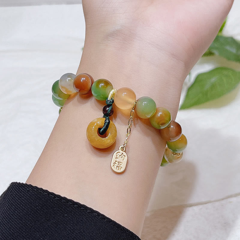 Buddha Stones Peacock Agate Topaz Peace Buckle Nafu Balance Bracelet - image 4