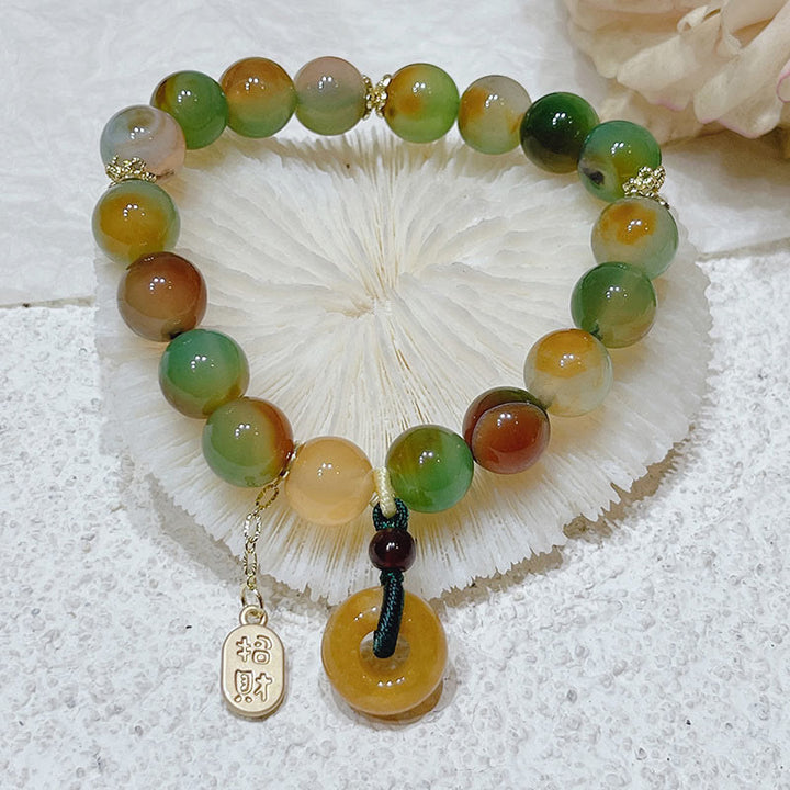 Buddha Stones Peacock Agate Topaz Peace Buckle Nafu Balance Bracelet - image 10