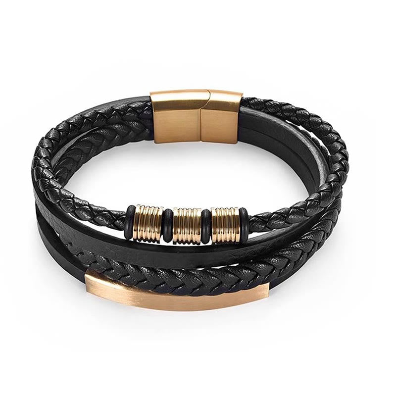 Buddha Stones Fashion Titanium Steel Leather Hand Woven Magnetic Buckle Strengthen Bracelet - image 18