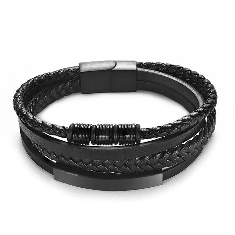 Buddha Stones Fashion Titanium Steel Leather Hand Woven Magnetic Buckle Strengthen Bracelet - image 13