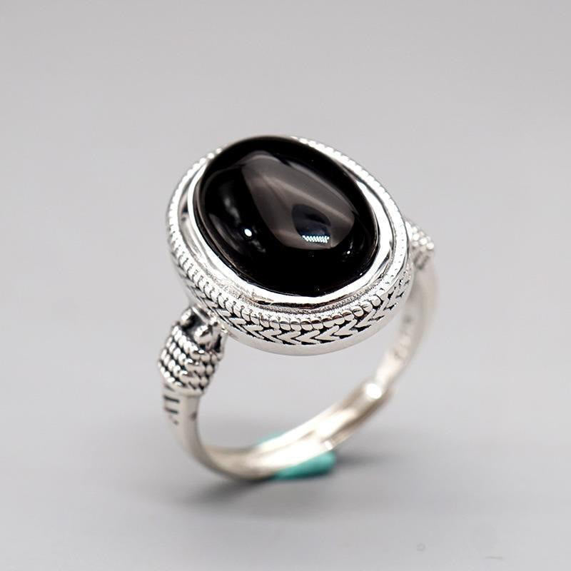 Buddha Stones Natural Black Onyx Adjustable Protection Ring - image 8