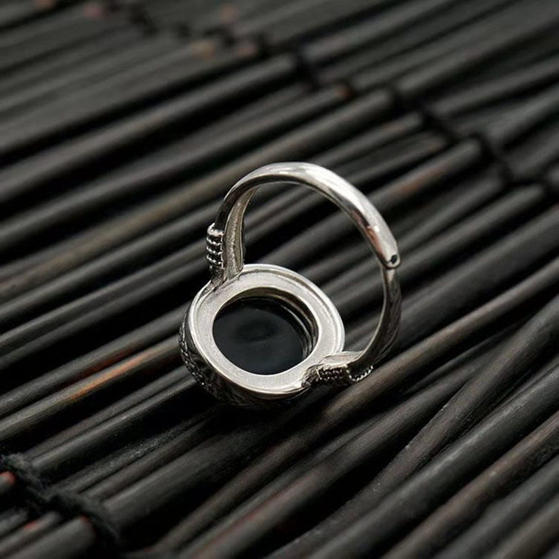 Buddha Stones Natural Black Onyx Adjustable Protection Ring - image 9