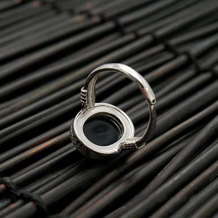 Buddha Stones Natural Black Onyx Adjustable Protection Ring - image 9