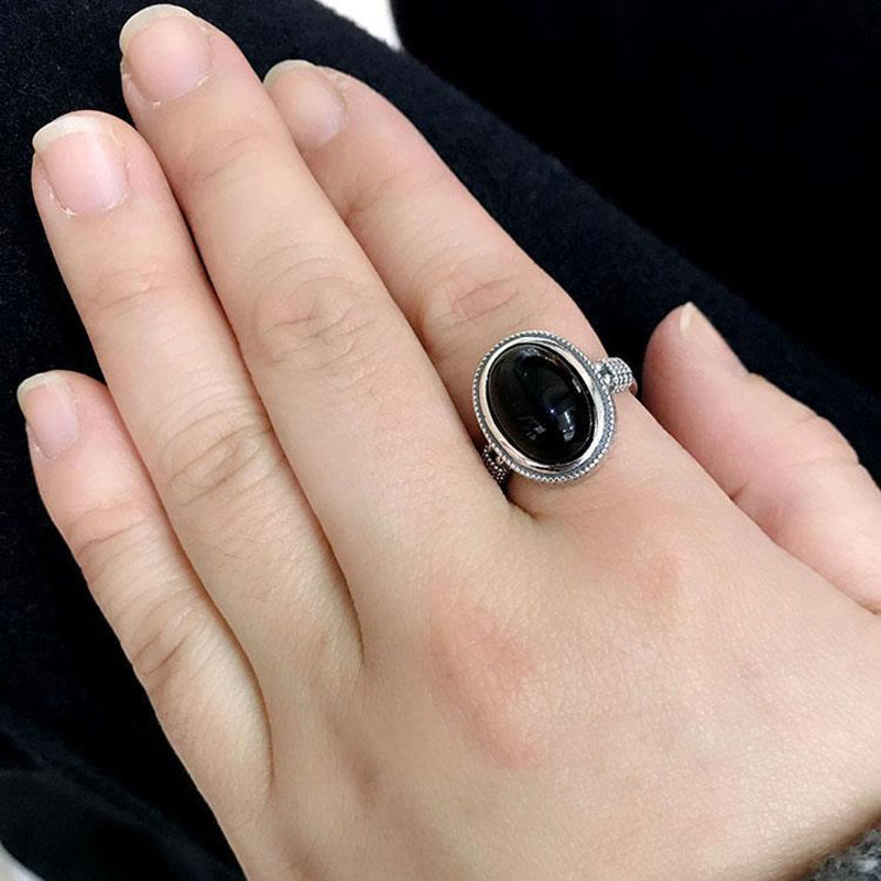 Buddha Stones Natural Black Onyx Adjustable Protection Ring - image 4