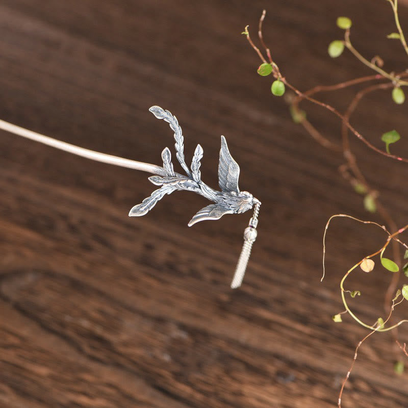 Buddha Stones 925 Sterling Silver Phoenix Tassels Protection Hairpin - image 7