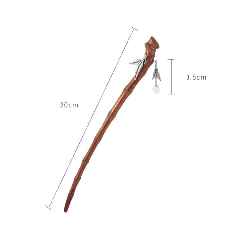 Buddha Stones 925 Sterling Silver Red Sandalwood Ebony Bamboo Power Hairpin - image 3