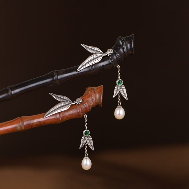 Buddha Stones 925 Sterling Silver Red Sandalwood Ebony Bamboo Power Hairpin - image 12