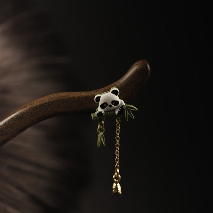 Buddha Stones Ebony Panda Bamboo Tassel Courage Hairpin - image 4