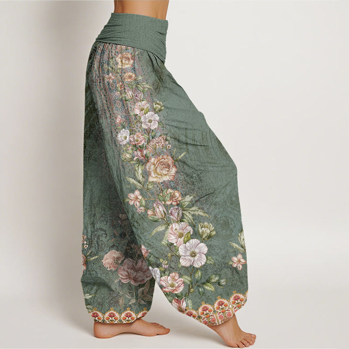 Buddha Stones Ethnic Floral Ethnic Totem Pattern Women's Elastic Waist Harem Pants - image 2