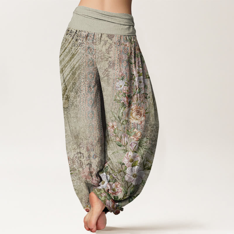 Buddha Stones Cotton Ethnic Floral Ethnic Totem Pattern Women's Elastic Waist Harem Pants - image 5