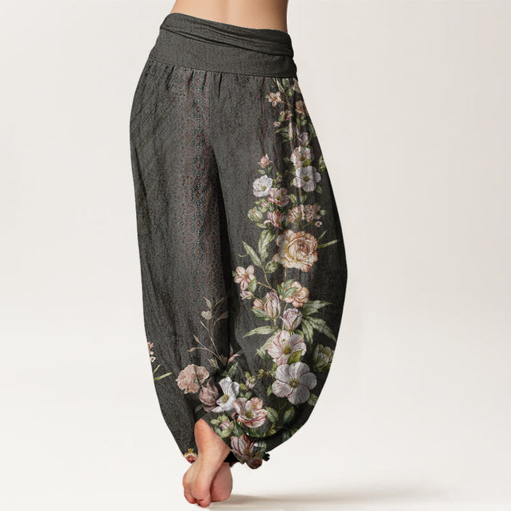 Buddha Stones Cotton Ethnic Floral Ethnic Totem Pattern Women's Elastic Waist Harem Pants - image 8