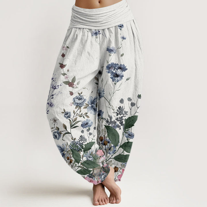 Buddha Stones Cornflower Cosmo Rose Pattern Women's Elastic Waist Harem Pants - WhiteSmoke - US22，UK/AU26，EU54 (6XL) - image 7