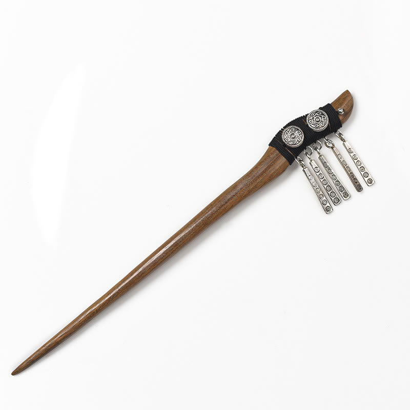 Buddha Stones Silver Tassel Green Sandalwood Soothing Hairpin - image 12