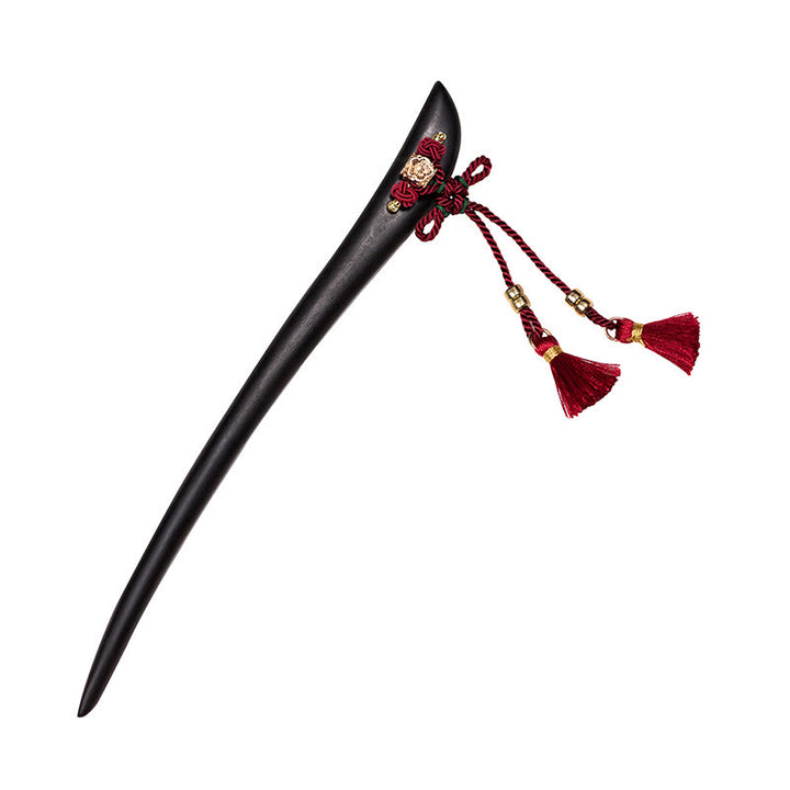 Buddha Stones Ebony Red String Chinese Knot Tassel Protection Hairpin - image 8