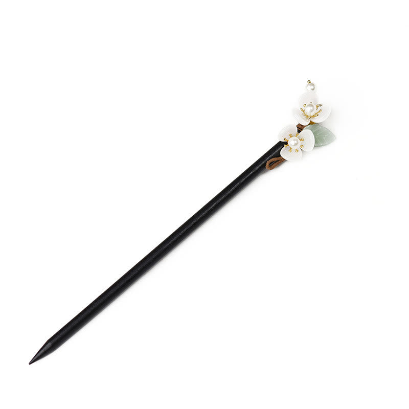 Buddha Stones Grain Wood Liuli Magnolia Flowers Pearl Protection Hairpin - image 1