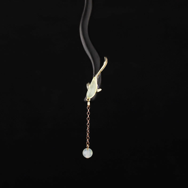 Buddha Stones Ebony Hetian Jade Fish Blessing Hairpin - Ebony Hairpin - image 0