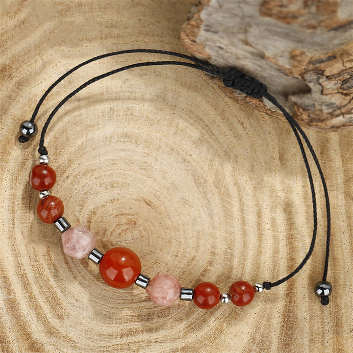 Buddha Stones Believe You Can Carnelian Red Jasper Hematite Sun Stone Positive Bracelet - image 7