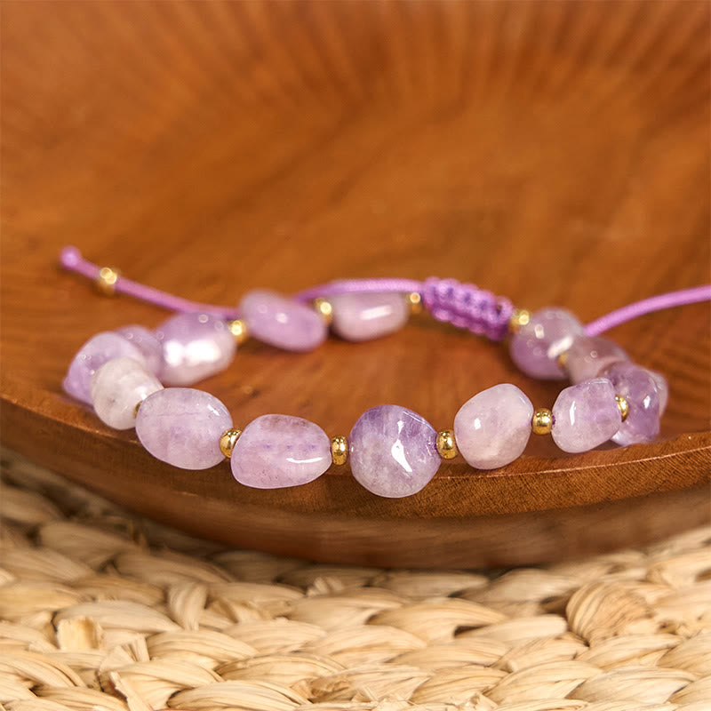 Buddha Stones Irregular Shape Amethyst Braid String Balance Bracelet - image 2