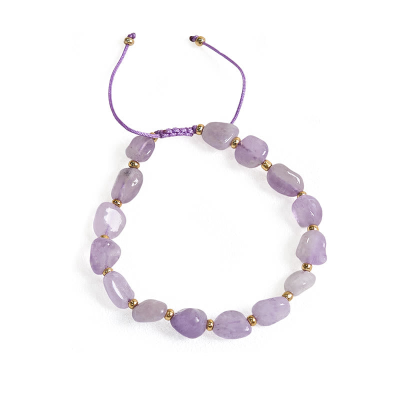 Buddha Stones Irregular Shape Amethyst Braid String Balance Bracelet - image 6