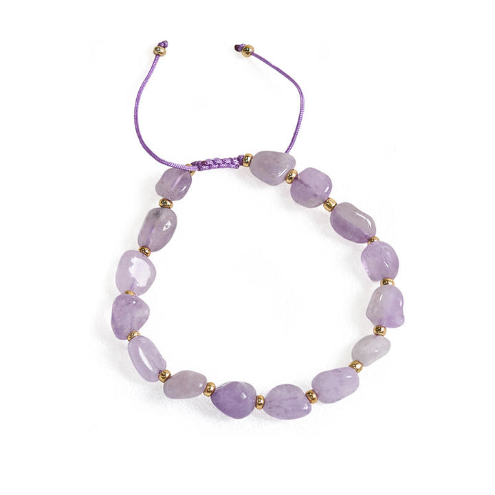 Buddha Stones Irregular Shape Amethyst Braid String Balance Bracelet - image 6