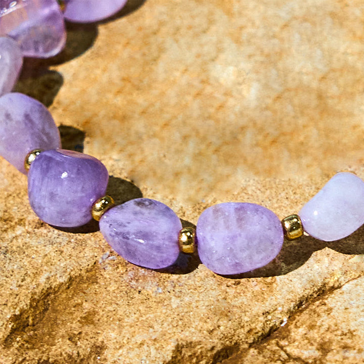 Buddha Stones Irregular Shape Amethyst Braid String Balance Bracelet - image 4