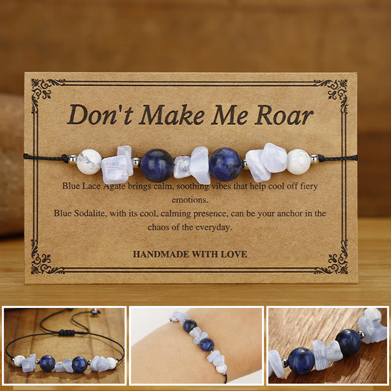 Buddha Stones Don't Make Me Roar Purple Agate Blue Lace Agate Blue Sodalite Protection Bracelet - Don't Make Me Roar(Wrist Circumference 14-24cm) - image 0