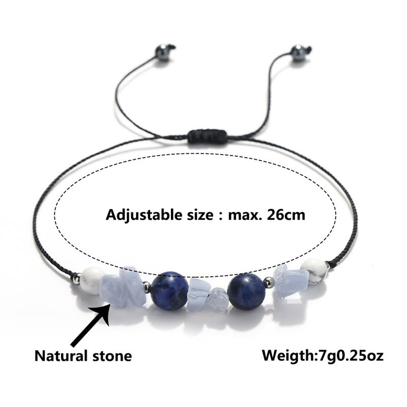 Buddha Stones Don't Make Me Roar Purple Agate Blue Lace Agate Blue Sodalite Protection Bracelet - image 9