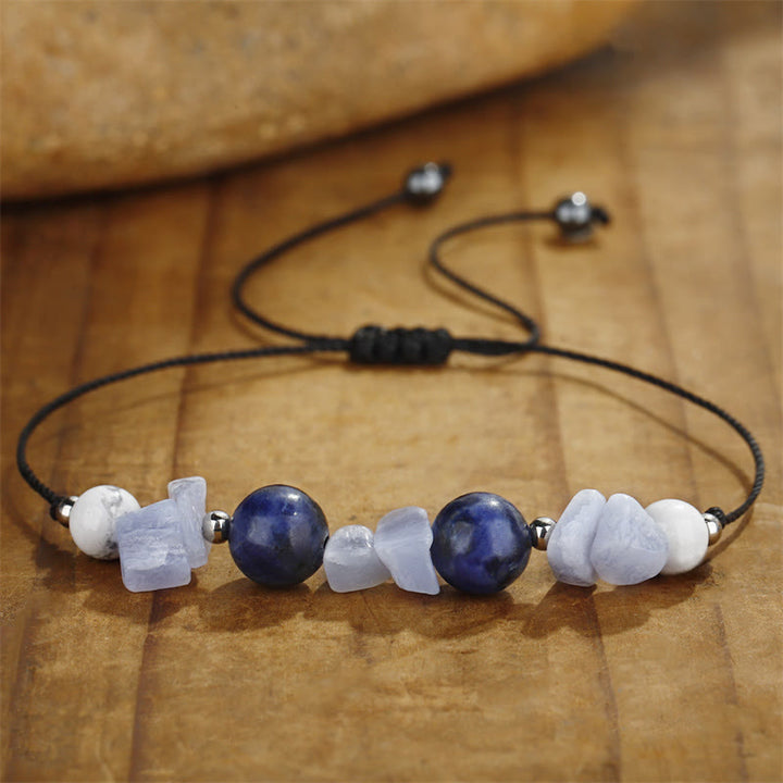 Buddha Stones Don't Make Me Roar Purple Agate Blue Lace Agate Blue Sodalite Protection Bracelet - image 4