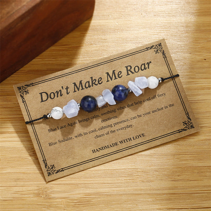 Buddha Stones Don't Make Me Roar Purple Agate Blue Lace Agate Blue Sodalite Protection Bracelet - image 2