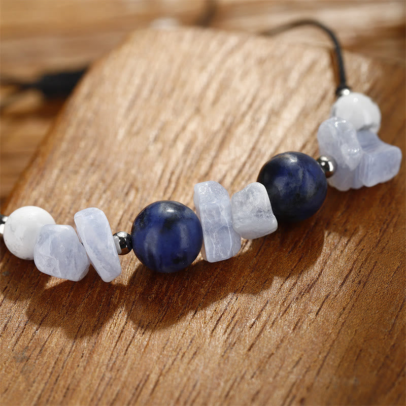Buddha Stones Don't Make Me Roar Purple Agate Blue Lace Agate Blue Sodalite Protection Bracelet - image 7