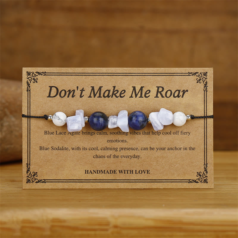 Buddha Stones Don't Make Me Roar Purple Agate Blue Lace Agate Blue Sodalite Protection Bracelet - image 1