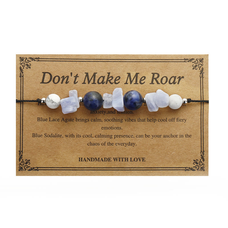 Buddha Stones Don't Make Me Roar Purple Agate Blue Lace Agate Blue Sodalite Protection Bracelet - image 10