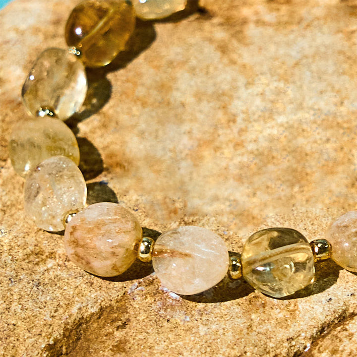 Buddha Stones Irregular Shape Citrine Braid String Happiness Bracelet - image 5