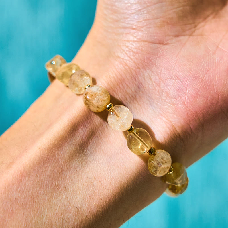 Buddha Stones Irregular Shape Citrine Braid String Happiness Bracelet - image 6