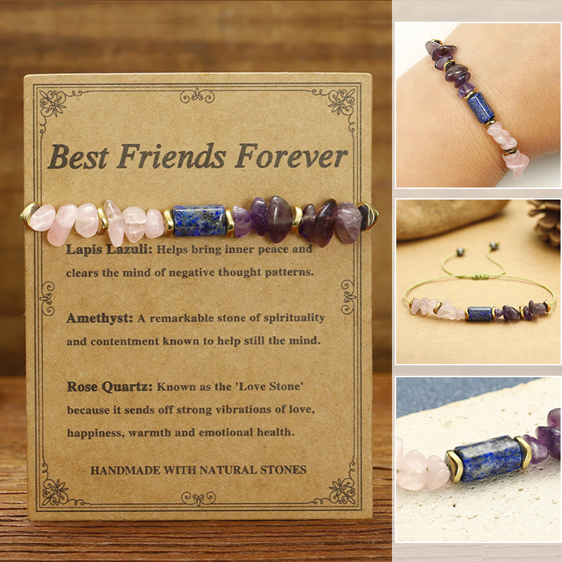 Buddha Stones Best Friends Forever Amethyst Rose Quartz Lazurite Spiritual Bracelet - Best Friends Forever(Wrist Circumference 14-24cm) - image 0