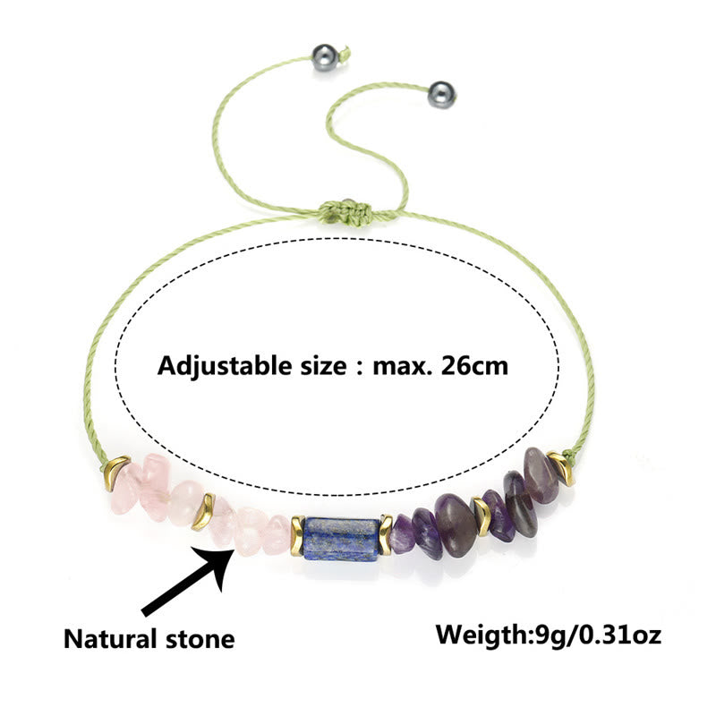 Buddha Stones Best Friends Forever Amethyst Rose Quartz Lazurite Lapis Lazuli Spiritual Bracelet - image 12