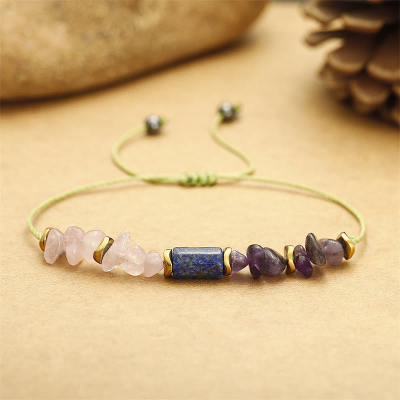 Buddha Stones Best Friends Forever Amethyst Rose Quartz Lazurite Spiritual Bracelet - image 4