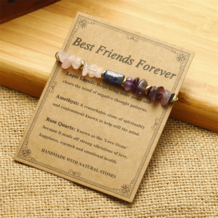 Buddha Stones Best Friends Forever Amethyst Rose Quartz Lazurite Spiritual Bracelet - image 3