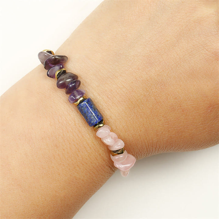 Buddha Stones Best Friends Forever Amethyst Rose Quartz Lazurite Spiritual Bracelet - image 10