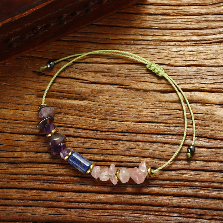 Buddha Stones Best Friends Forever Amethyst Rose Quartz Lazurite Spiritual Bracelet - image 8