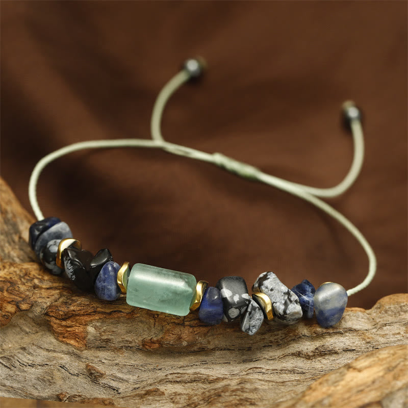 Buddha Stones New Job Green Aventurine Sodalite Snowflake Obsidian Energy Bracelet - image 8