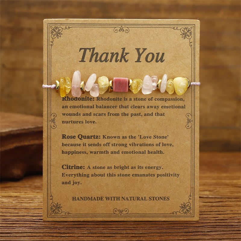 Buddha Stones Thank You Rose Quartz Citrine Rhodonite Passionate Bracelet - image 1