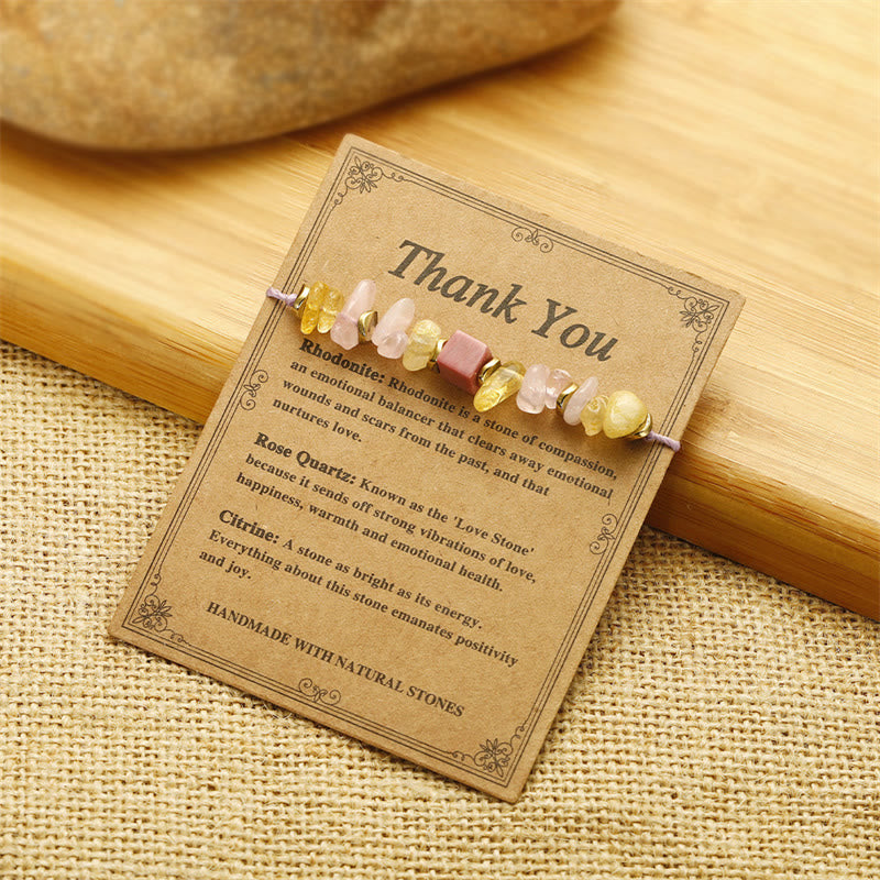 Buddha Stones Thank You Rose Quartz Citrine Rhodonite Passionate Bracelet - image 3