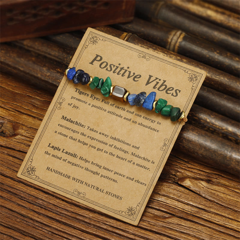 Buddha Stone Positive Vibes Malachite Tiger's Eye Lazurite Anti-anxiety Bracelet - image 2